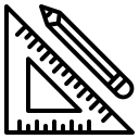Logo d'une équerre et d'un crayon signe du fait sur mesure